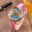 Fashion Pink Owl Pattern Decorated Round Dail Design Thin Strap Watch