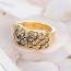 Fashion Gold Color Round Shape Diamond Decorated Pure Color Simple Ring