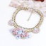 Fashion Pink Oval Shape Gemstone Decorated Double Layer Necklace