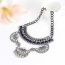 Fashion Blue Oval Shape Diamond Decorated Hollow Out Simple Necklace