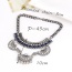 Fashion Blue Oval Shape Diamond Decorated Hollow Out Simple Necklace