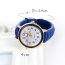 Fashion Dark Blue Color Matching Decorated Round Dail Simple Watch