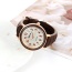 Fashion Brown Color Matching Decorated Round Dail Simple Watch