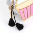 Trendy Black Key Chain Of Pure Color Decorated With Double Tassel