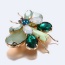 Retro Green Gemstone Decorated Butterfly Design Simple Brooch