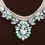 Bohemia Green Geometric Shape Gemstone Decorated Hand-woven Necklace