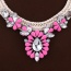 Bohemia Plum-red Geometric Shape Gemstone Decorated Hand-woven Necklace