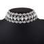 Vintage White Oval Shape Diamond Decorated Simple Hollow Out Choker
