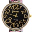 Fashion Black Painting Flower Pattern Decorated Round Daild Watch