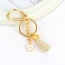 Fashion Beige Metal Round Shape &tassel Decorated Simple Key Ring