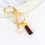 Fashion Coffee Metal Round Shape &tassel Decorated Simple Key Ring