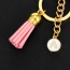 Fashion Pink Metal Round Shape &tassel Decorated Simple Key Ring