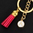 Fashion Plum-red Metal Round Shape &tassel Decorated Simple Key Ring