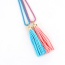 Bohemia Blue+pink Double Layer Tassel Decorated Simple Long Chain Necklace