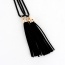 Bohemia Black Double Layer Tassel Decorated Simple Long Chain Necklace