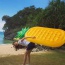 Fashion Yellow+green Color Matching Decorated Pineapple Shape Swim Ring