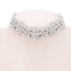 Fashion Silver Color Full Diamond Decorated Hollow Out Flower Design Choker