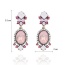Trendy Pink Oval Shape Gemstone Decorated Color Matching Simple Earrings