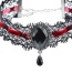Fashion Black Oval Shape Diamond Decorated Hollow Out Lace Choker