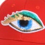 Fashion Red Embroidery Eye Pattern Decorated Pure Color Baseball Cap