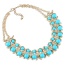 Fashion Blue Rond Shape Gemstone Decorated Simple Double Layer Necklace