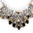 Fashion Black Water Drop Shape Diamond Decorated Color Matching Necklace