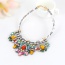 Fashion Pink+yellow Water Drop Shape Diamond Decorated Color Matching Necklace
