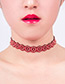 Vintage Red Hollow Out Decorated Simple Pure Color Choker