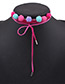 Lovely Pink Fuzzy Ball Decorated Simple Multilayer Choker
