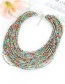 Fashion Light Blue+red Beads Decorated Color Matching Multi-layer Necklace