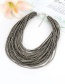 Fashion Black Beads Decorated Pure Color Multi-layer Necklace