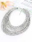 Fashion Silver Color Beads Decorated Pure Color Multi-layer Necklace