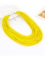 Fashion Yellow Beads Decorated Pure Color Multi-layer Necklace