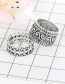 Fashion Silver Color Flower Pattern Decorated Pure Color Hollow Out Ring (4pcs)