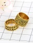 Fashion Gold Color Flower Pattern Decorated Pure Color Hollow Out Ring (4pcs)