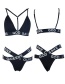 Sexy Black Letter Pattern Decorated Off-the-shoulder Design Bikini