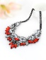 Exaggerate Red Oval Shape Diamond Decorated Simple Short Chain Necklace
