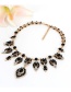 Elegant Black Waterdrop Shape Diamond Decorated Simple Necklace
