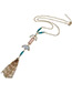 Fashion Sapphire Blue Long Tassel Pendant Decorated Geometric Shape Long Necklace