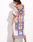 Bohemia Multi Color Printing Pattern Decorated Simple Long V-nickline Long Dress