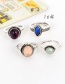 Vintage Silver Color Round Shape Gemstone Decorated Simple Rings(4pcs) (4 Pcs)