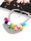 Bohemia Multi-color Fuzzy Ball Pendant Decorated Simple Double Chain Necklace