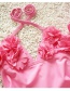 Lovely Pink Flower Decorated Simple Pure Color Child Swimwear(with Hat )