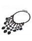 Black Geometric Shape Gemstone Decorated Simple Pure Color Necklace(2pcs)