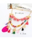 Bohemia Multi-color Tassel&feather&fuzzy Ball Decorated Simple Necklace