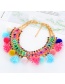Bohemia Multi-color Tassel&feather&fuzzy Ball Decorated Simple Necklace