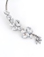 Elegant Silver Color Oval Shape Diamond Decorated Simple Opening Necklace