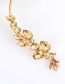 Elegant Gold Color Oval Shape Diamond Decorated Simple Opening Necklace