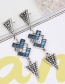 Elegant Blue Triangle Shape Decorated Color Matching Earrings