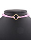 Fashion Pink Circular Ring Decorated Double Layer Choker